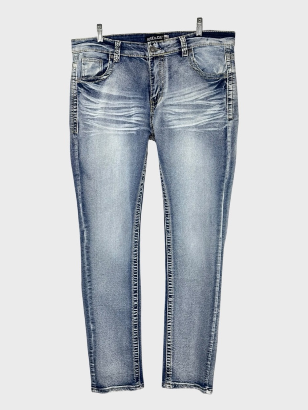 Blue Cult Mens Y2K Skinny Jeans Size 36 Embroidered Pockets Faded NWT Slim Fit